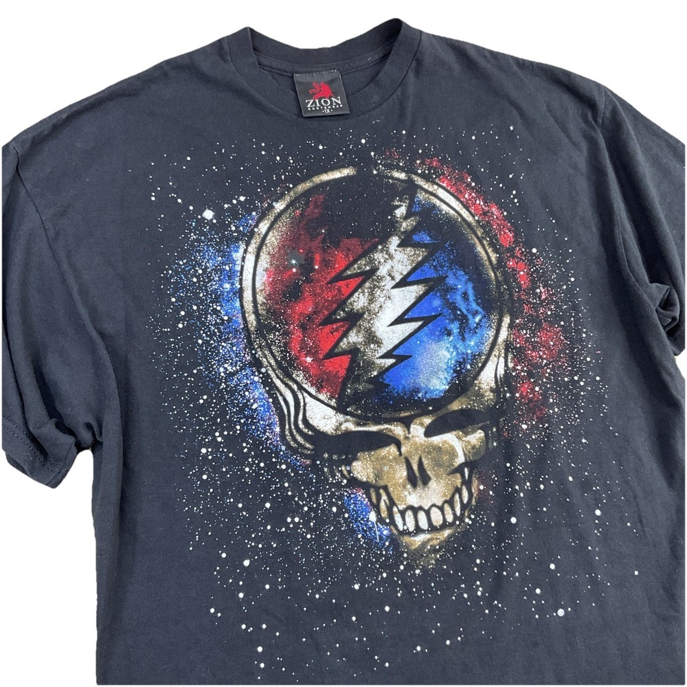 Vintage Grateful Dead T-Shirt‎ Y2K Space Skull Graphic Tee ZION Rootswear Sz 1X